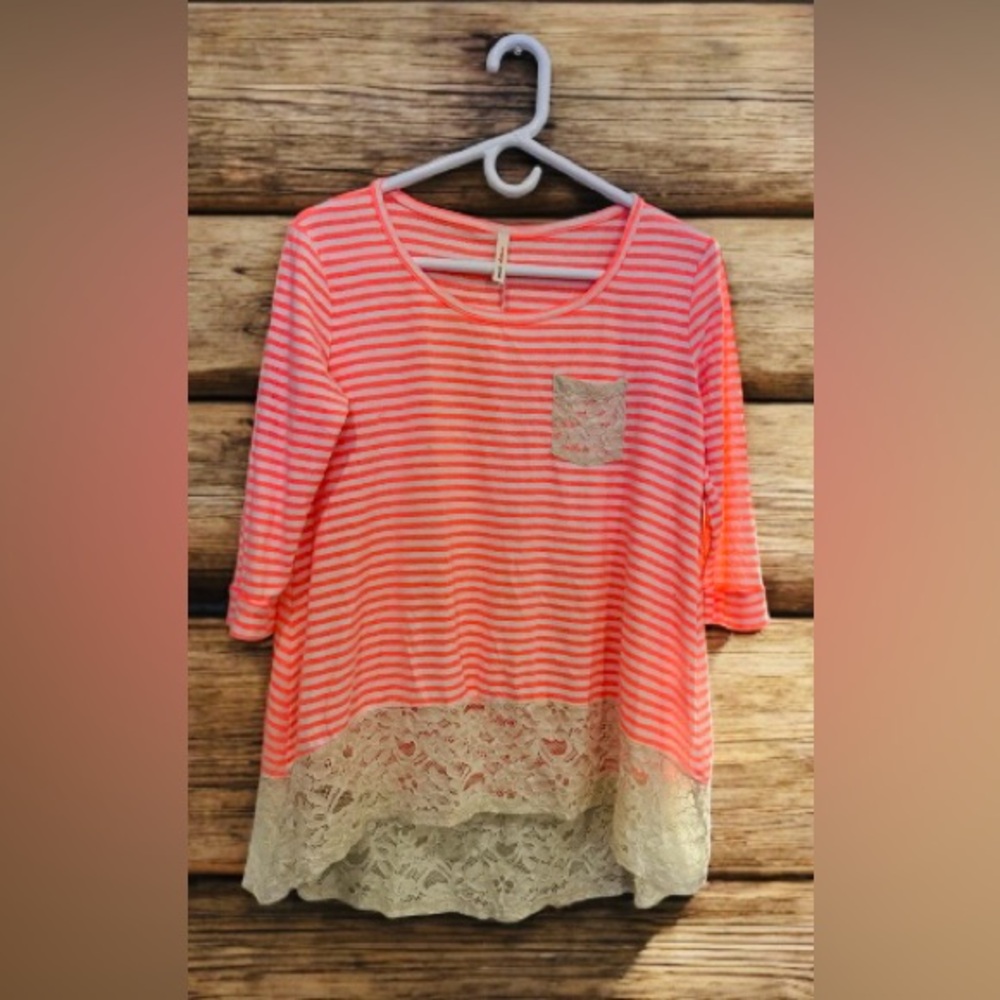 Striped Pink and Lace Top